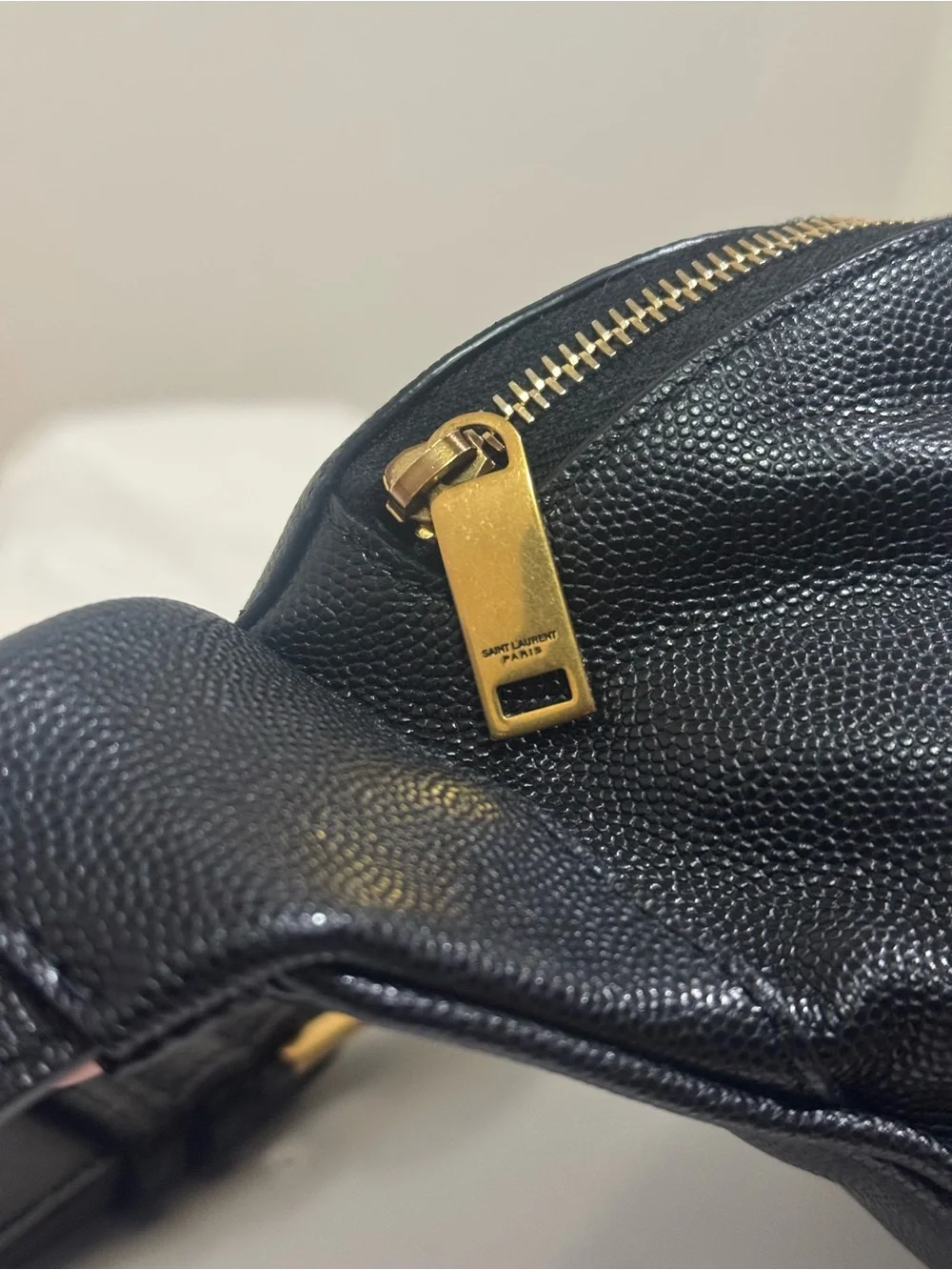 Saint Laurent YSL Cassandre Black Leather Belt Bag Full Set
